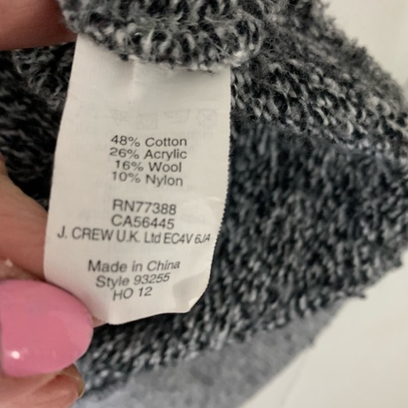 J. Crew $128 Heather Gray White Marled Wool Blend Funnel Cowl Neck Sweatshirt S - Picture 9 of 11